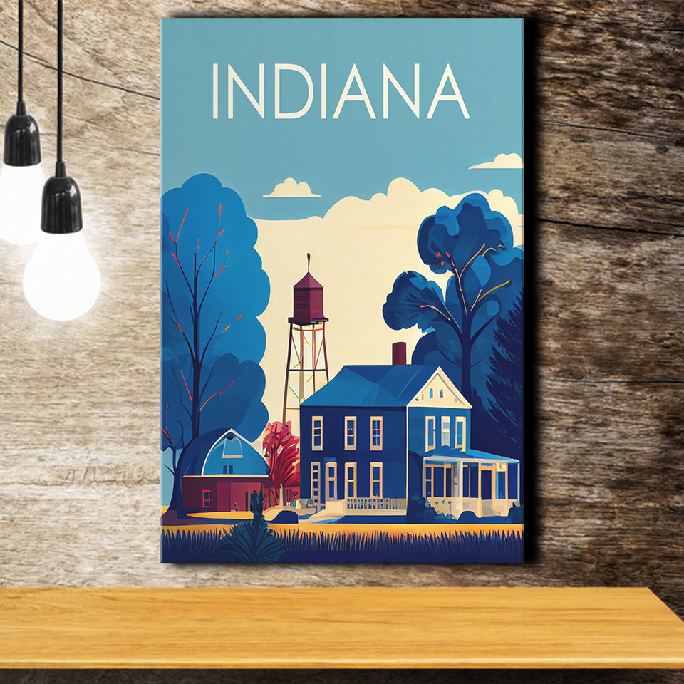 Indiana Retro Art Print ,City Art Print, Large Canvas, Canvas Print Wall Art Home Decor
