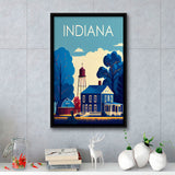 Indiana Retro Art Print, Large Canvas, Framed Canvas Print Wall Art Home Decor, Floating Frame