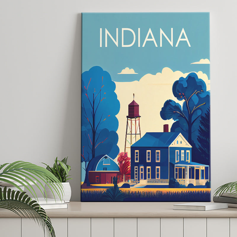 Indiana Retro Art Print ,City Art Print, Large Canvas, Canvas Print Wall Art Home Decor