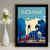 Indiana Retro Art Print, City Art Print, Framed Art Print Wall Art Home Decor, Framed Picture