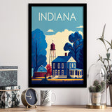 Indiana Retro Art Print, City Art Print, Framed Art Print Wall Art Home Decor, Framed Picture
