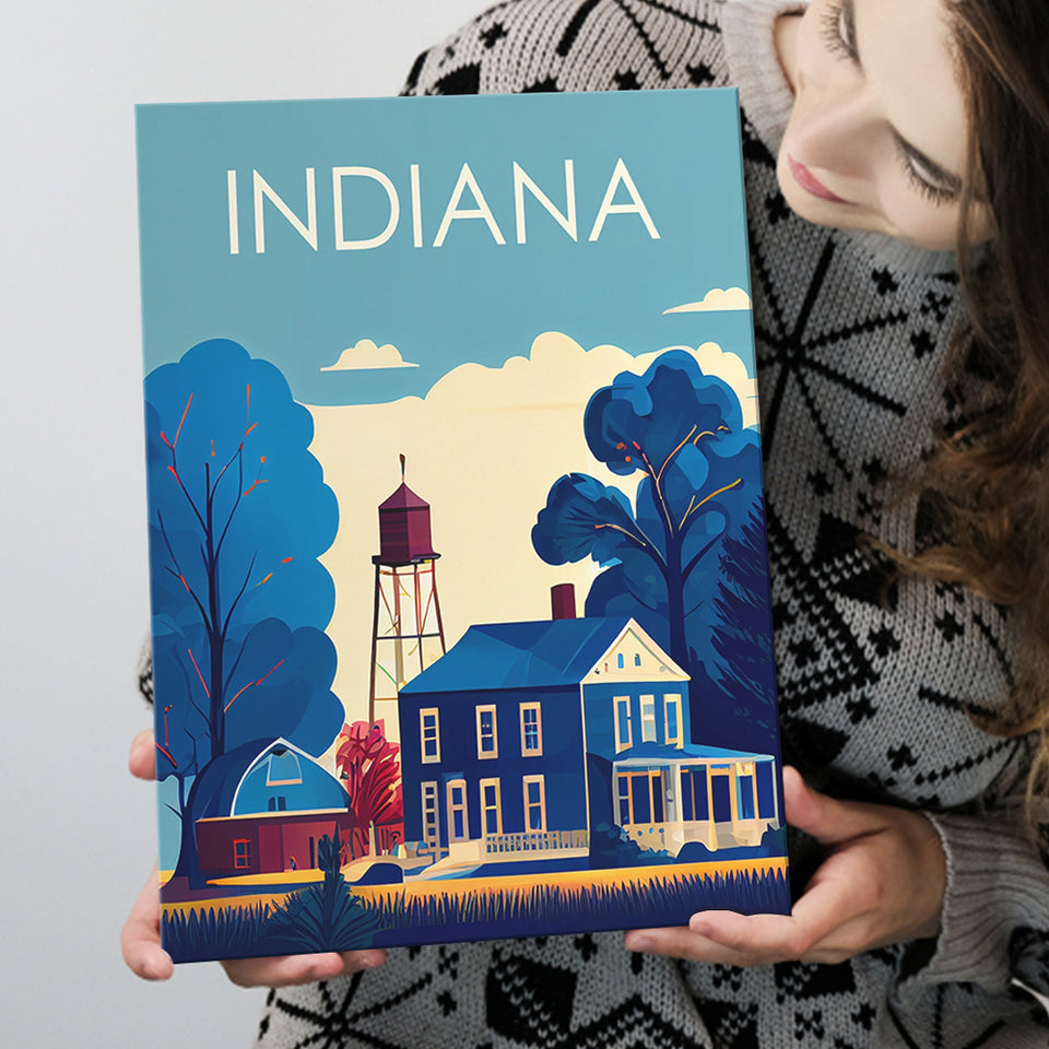 Indiana Retro Art Print ,City Art Print, Large Canvas, Canvas Print Wall Art Home Decor