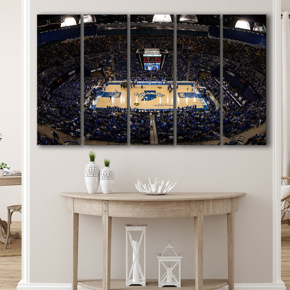 Indiana State Sycamores Wall Art Hulman Center Stadium Canvas Prints,Multi Panels B,Sport Stadium Art Prints, Fan Gift