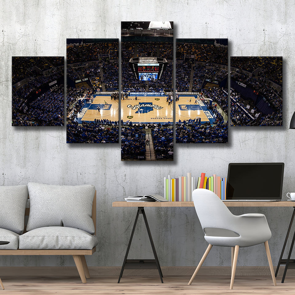 Indiana State Sycamores Wall Art Hulman Center Stadium Canvas Prints,Multi Panels,Sport Stadium Art Prints, Fan Gift