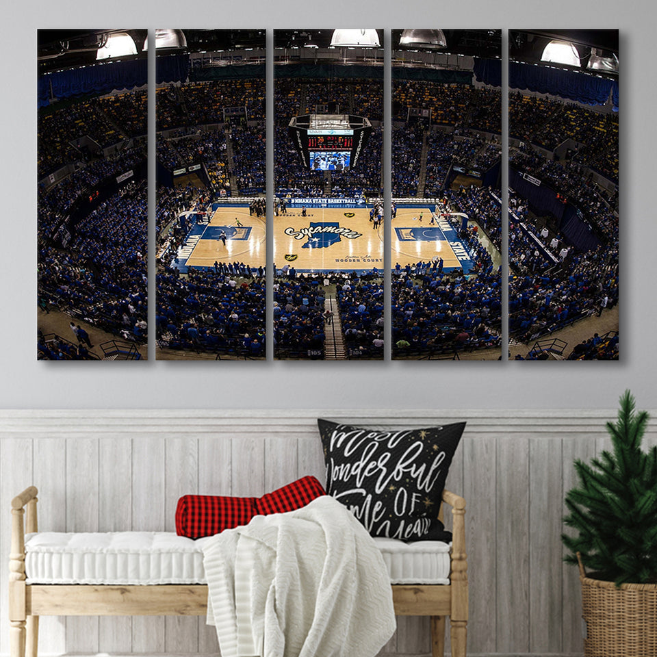 Indiana State Sycamores Wall Art Hulman Center Stadium Canvas Prints,Multi Panels B,Sport Stadium Art Prints, Fan Gift