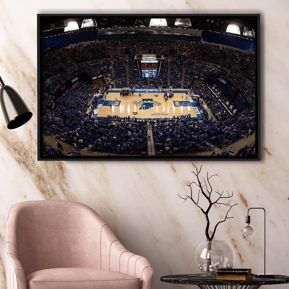 Indiana State Sycamores Wall Art Hulman Center Stadium Framed Canvas Prints,Sport Stadium Art Prints, Fan Gift