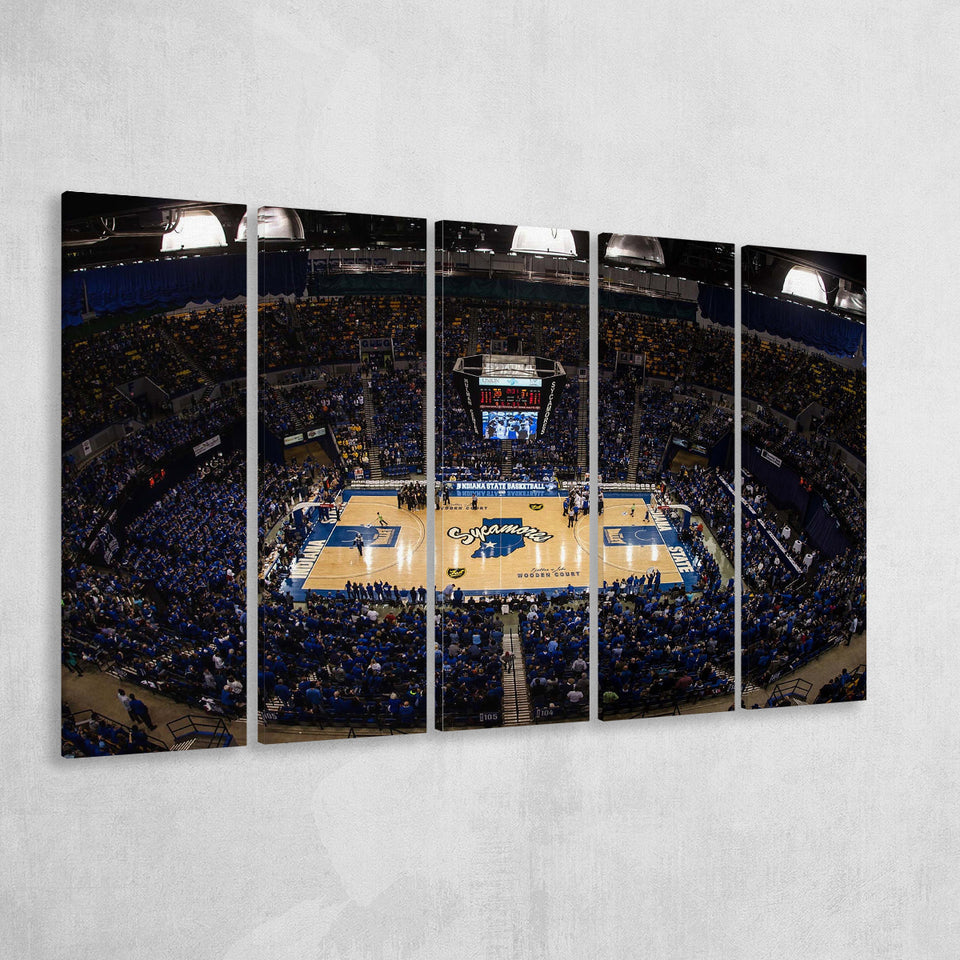 Indiana State Sycamores Wall Art Hulman Center Stadium Canvas Prints,Multi Panels B,Sport Stadium Art Prints, Fan Gift