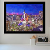 Indianapolis Indiana Usa Skyline Over Monument City Art Watercolor Framed Art Prints Wall Art Decor,Framed Picture