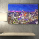Indianapolis Indiana Usa Skyline Over Monument City Art Watercolor Canvas Prints Wall Art Home Decor, Large Canvas