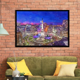 Indianapolis Indiana Usa Skyline Over Monument City Art Watercolor Framed Art Prints Wall Art Decor,Framed Picture