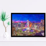 Indianapolis Indiana Usa Skyline Over Monument City Art Watercolor Framed Art Prints Wall Art Decor,Framed Picture