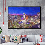 Indianapolis Indiana Usa Skyline Over Monument City Art Watercolor Framed Art Prints Wall Art Decor,Framed Picture