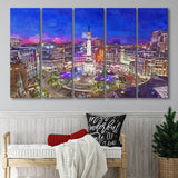 Indianapolis Indiana Usa Skyline Over Monument 5 Pieces Extra Large Canvas Prints Wall Art Home Decor