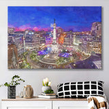 Indianapolis Indiana Usa Skyline Over Monument City Art Watercolor Canvas Prints Wall Art Home Decor, Large Canvas