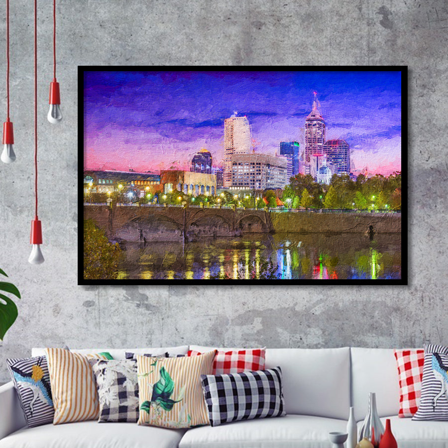 Indianapolis Cityscape Framed Art Prints Wall Decor - Painting Prints, Framed Picture, Home Decor