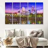 Indianapolis Cityscape 5 Piece B Canvas Prints Wall Art Decor - Painting Canvas, Multi Panels