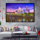 Indianapolis Cityscape Framed Canvas Prints Wall Art Decor - Paiting Canvas, Art Prints, Floating Frame