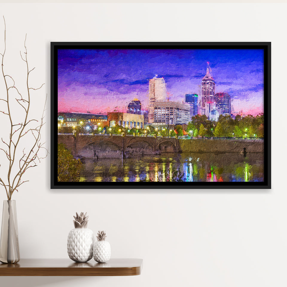 Indianapolis Cityscape Framed Canvas Prints Wall Art Decor - Paiting Canvas, Art Prints, Floating Frame