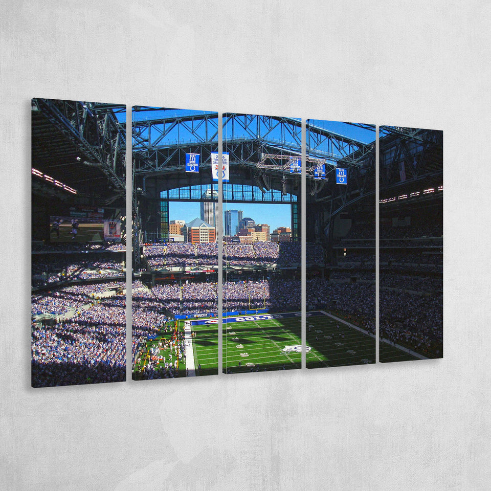 Indianapolis Colts Wall Art Lucas Oil Stadium Canvas Prints,Multi Panels B,Sport Stadium Art Prints, Fan Gift
