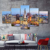Indianapolis Skyline Over Monument 5 Piece Canvas Prints Wall Art Decor - Painting Canvas, Multi Panels