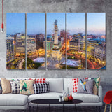 Indianapolis Skyline Over Monument 5 Piece B Canvas Prints Wall Art Decor - Painting Canvas, Multi Panels