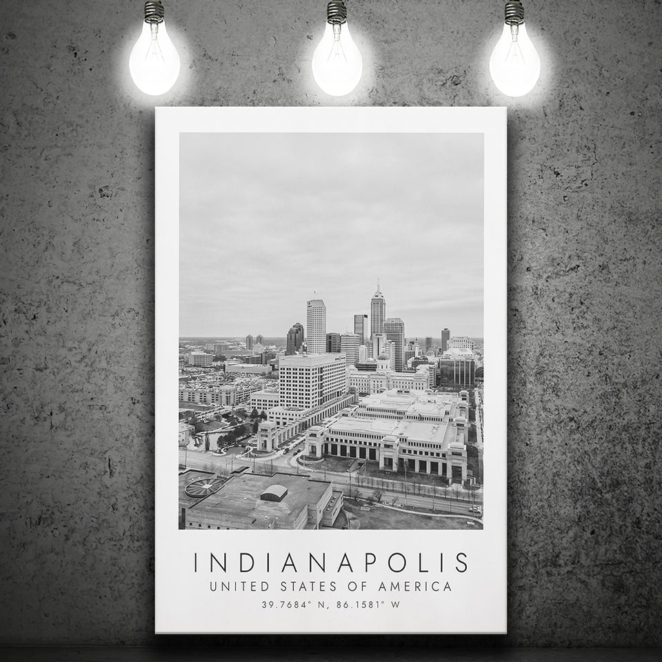 Indianapolis Usa Black And White Art Canvas Prints Wall Art Home Decor