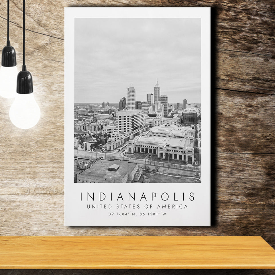 Indianapolis Usa Black And White Art Canvas Prints Wall Art Home Decor