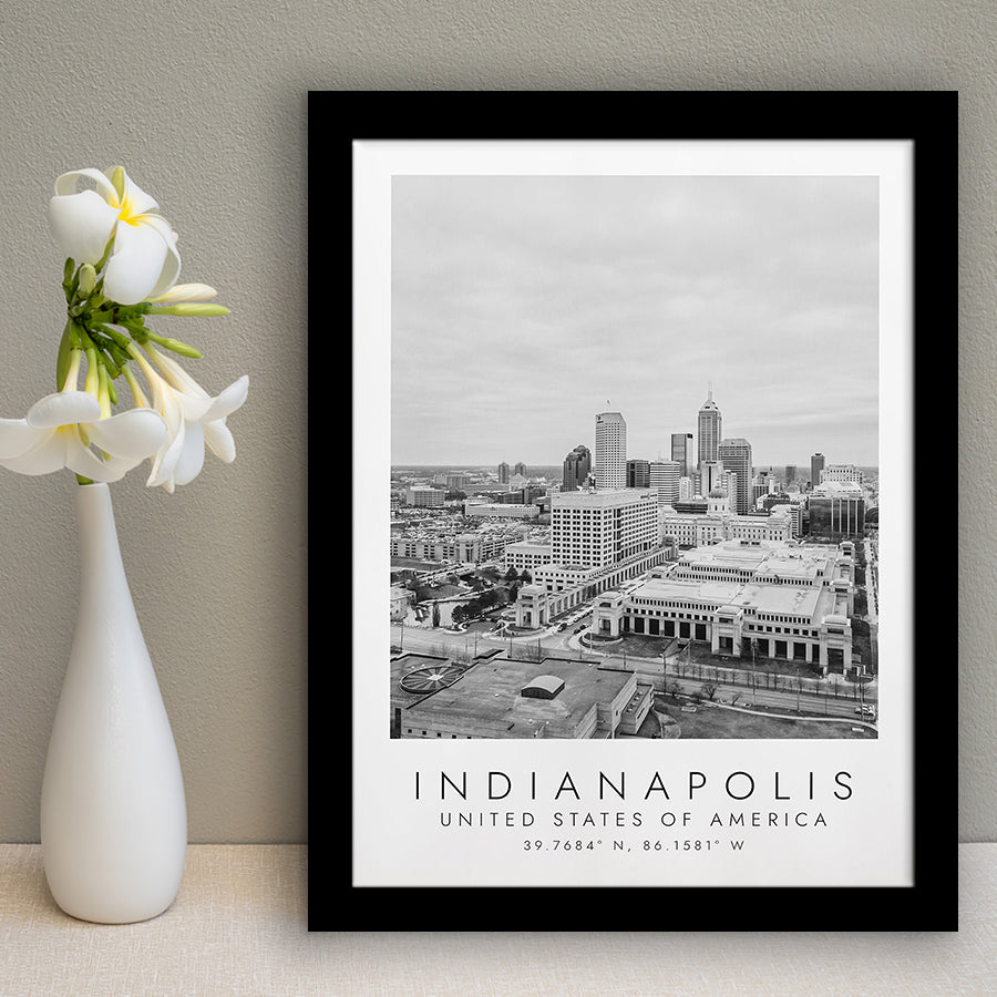 Indianapolis Usa Black And White Art Framed Art Prints Wall Art Decor, Framed Picture