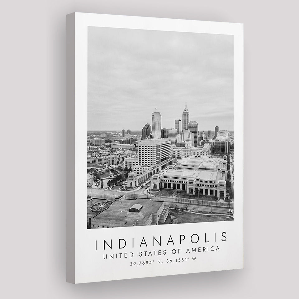 Indianapolis Usa Black And White Art Canvas Prints Wall Art Home Decor