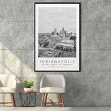 Indianapolis Usa Black And White Art Framed Canvas Prints Wall Art Home Decor, Floating Frame