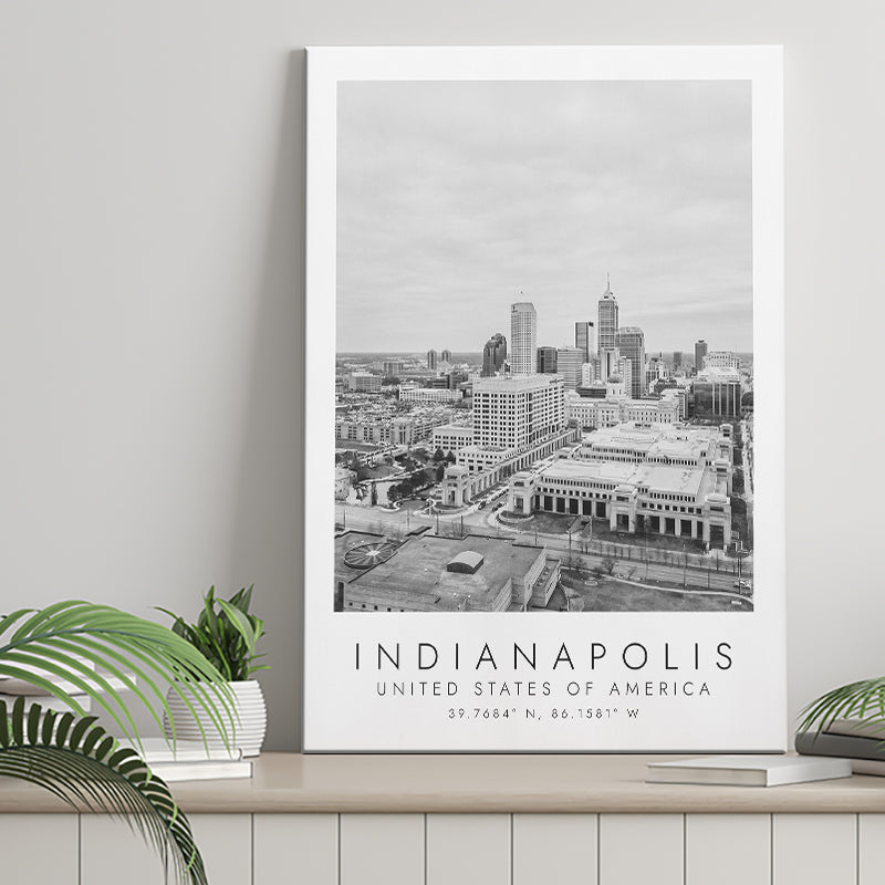 Indianapolis Usa Black And White Art Canvas Prints Wall Art Home Decor