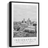 Indianapolis Usa Black And White Art Framed Canvas Prints Wall Art Home Decor, Floating Frame