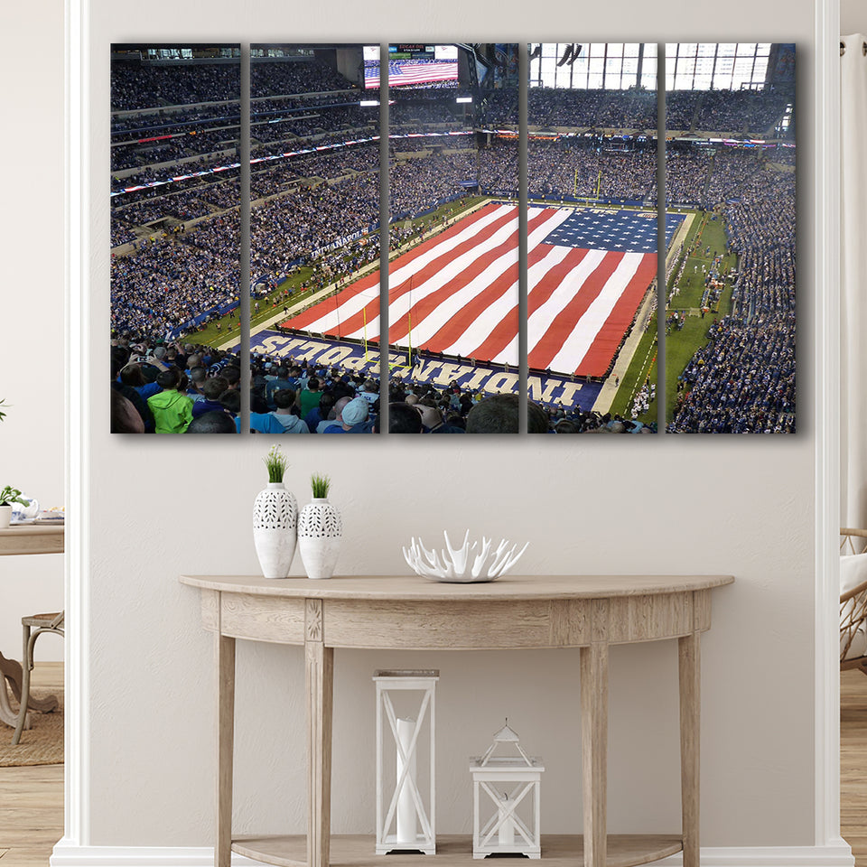 Indianapolis Wall Art Lucas Oil Stadium Canvas Prints American,Multi Panels B,Sport Stadium Art Prints, Fan Gift