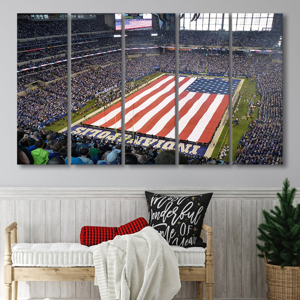 Indianapolis Wall Art Lucas Oil Stadium Canvas Prints American,Multi Panels B,Sport Stadium Art Prints, Fan Gift