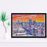 Indianapolis Watercolor Indianapolis Indiana, Sport Prints Fan Gift, Framed Art Prints Wall Art Decor