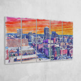 Indianapolis Watercolor Indianapolis Indiana, 5 Pieces B, Multi Panel Canvas Prints Wall Art Decor