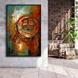 Indigenous Themed Abstract   Modern Wall Art Framed Canvas Prints Wall Art, Floating Frame, Large Canvas Home Decor