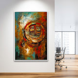 Indigenous Themed Abstract   Modern Wall Art Framed Canvas Prints Wall Art, Floating Frame, Large Canvas Home Decor