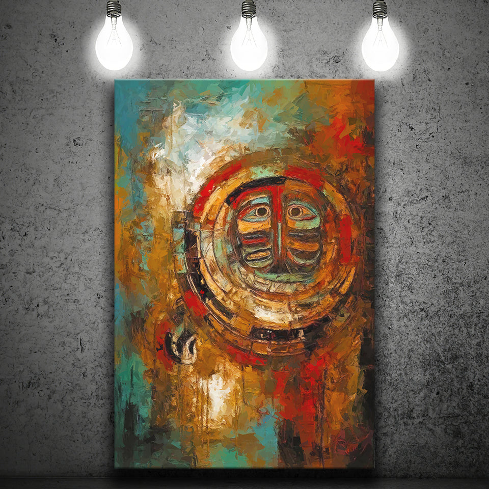 Indigenous Themed Abstract   Modern Wall Art Canvas Prints Wall Art, Home Living Room Decor, Large Canvas