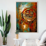 Indigenous Themed Abstract   Modern Wall Art Framed Canvas Prints Wall Art, Floating Frame, Large Canvas Home Decor