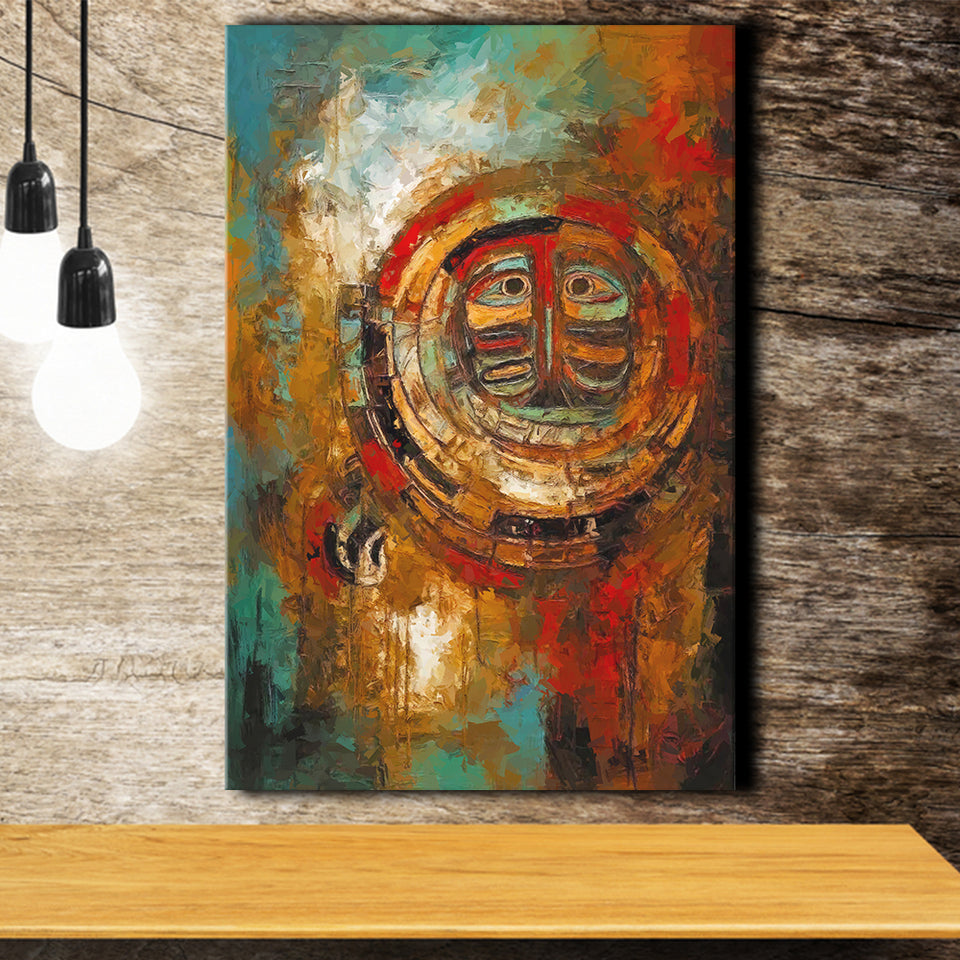 Indigenous Themed Abstract   Modern Wall Art Canvas Prints Wall Art, Home Living Room Decor, Large Canvas