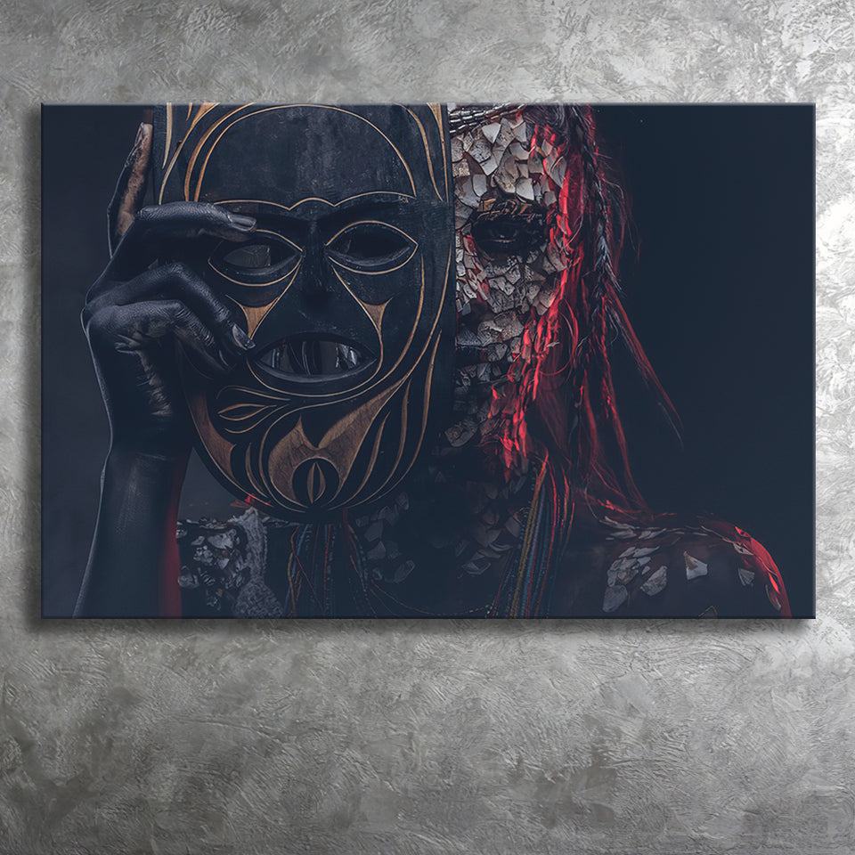 Indigenous African Shaman Ritual Tribe Canvas Prints Wall Art - Painting Canvas, African Art, Home Wall Decor, Painting Prints, For Sale