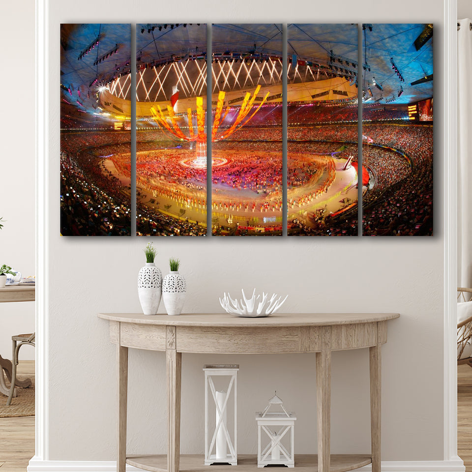 Inside Beijing Olympic Stadium, Stadium Canvas, Sport Art, Gift for him, Multi Panels B, Canvas Prints Wall Art Decor