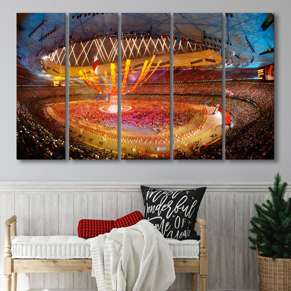 Inside Beijing Olympic Stadium, Stadium Canvas, Sport Art, Gift for him, Multi Panels B, Canvas Prints Wall Art Decor