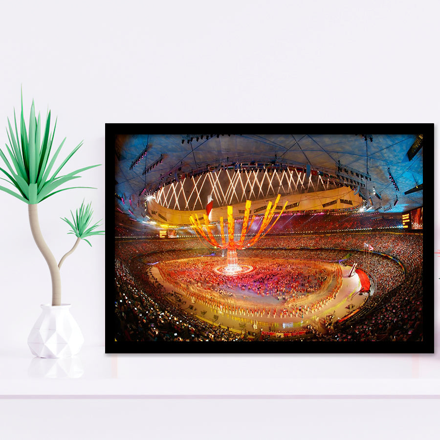 Inside Beijing Olympic Stadium, Stadium Canvas, Sport Art, Gift for him, Framed Art Prints Wall Art Decor, Framed Picture