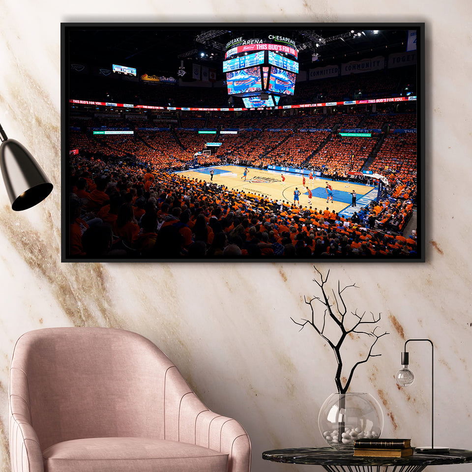 Inside Chesapeake Energy Arena, Stadium Canvas, Sport Art, Gift for him, Framed Canvas Prints Wall Art Decor, Framed Picture