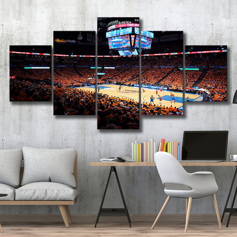 Inside Chesapeake Energy Arena, Stadium Canvas, Sport Art, Large Canvas, Multi Panels, Canvas Prints Wall Art Decor