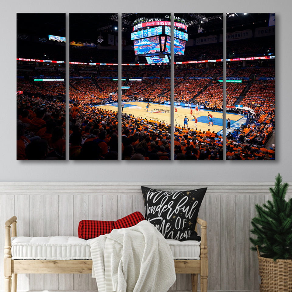 Inside Chesapeake Energy Arena, Stadium Canvas, Sport Art, Gift for him, Multi Panels B, Canvas Prints Wall Art Decor