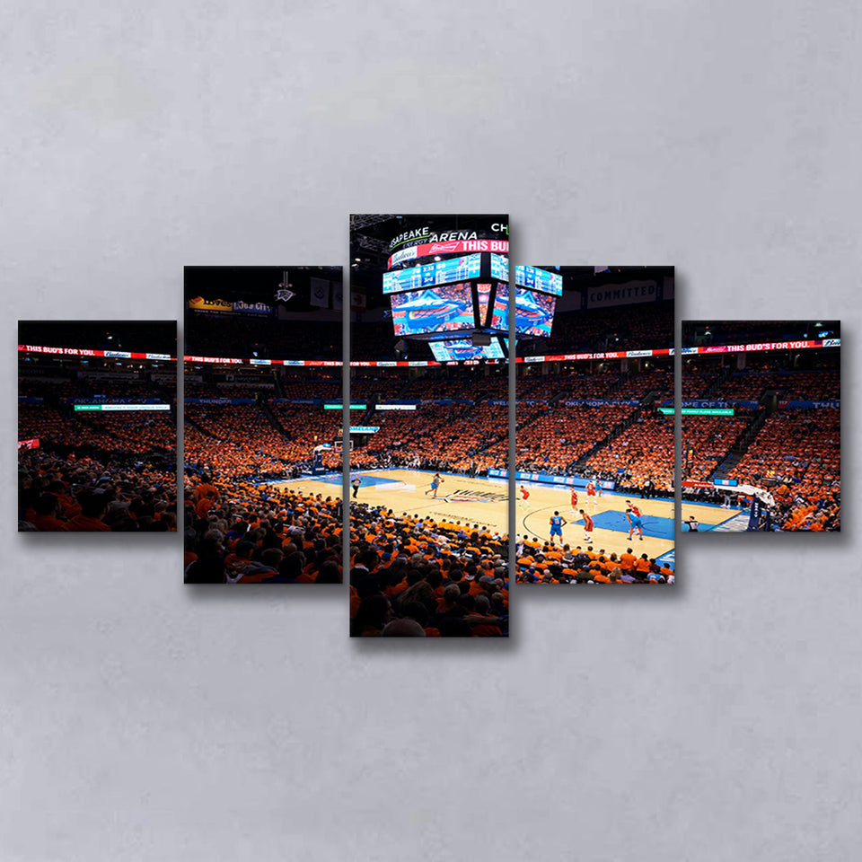 Inside Chesapeake Energy Arena, Stadium Canvas, Sport Art, Large Canvas, Multi Panels, Canvas Prints Wall Art Decor