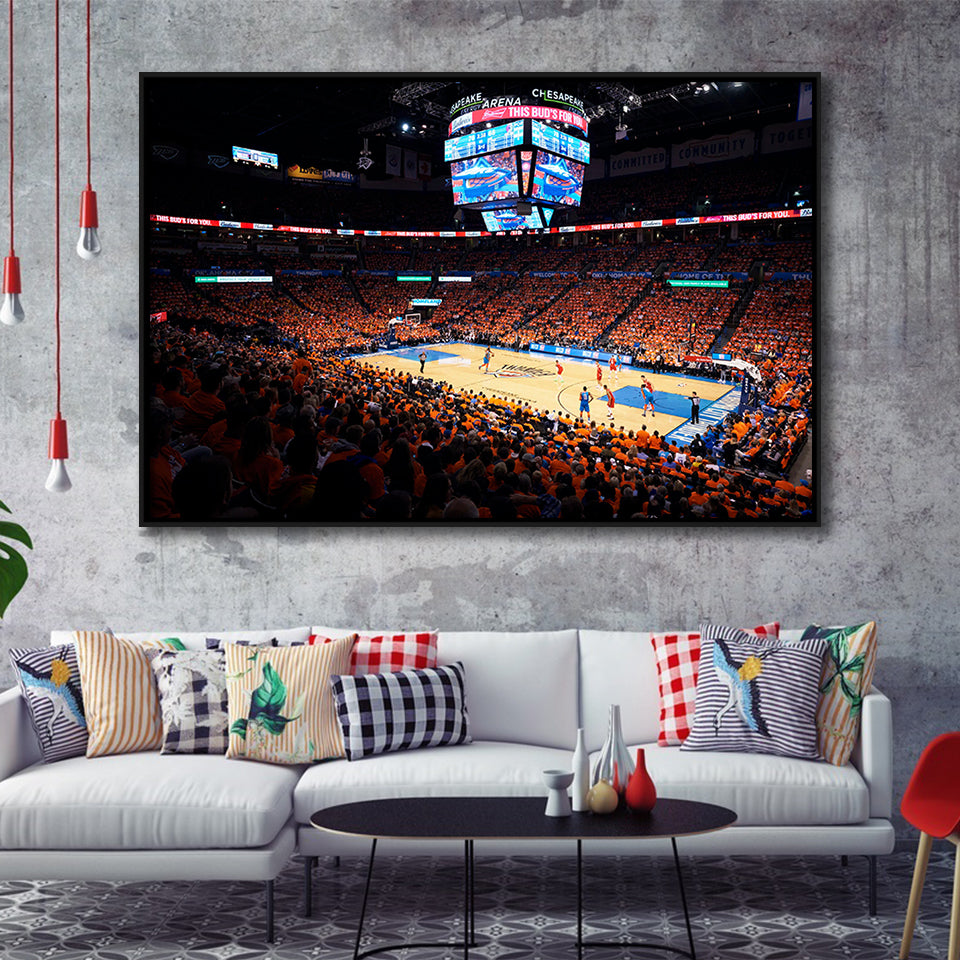 Inside Chesapeake Energy Arena, Stadium Canvas, Sport Art, Gift for him, Framed Canvas Prints Wall Art Decor, Framed Picture